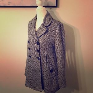 BCX Black and White Women’s Tweed Peacoat